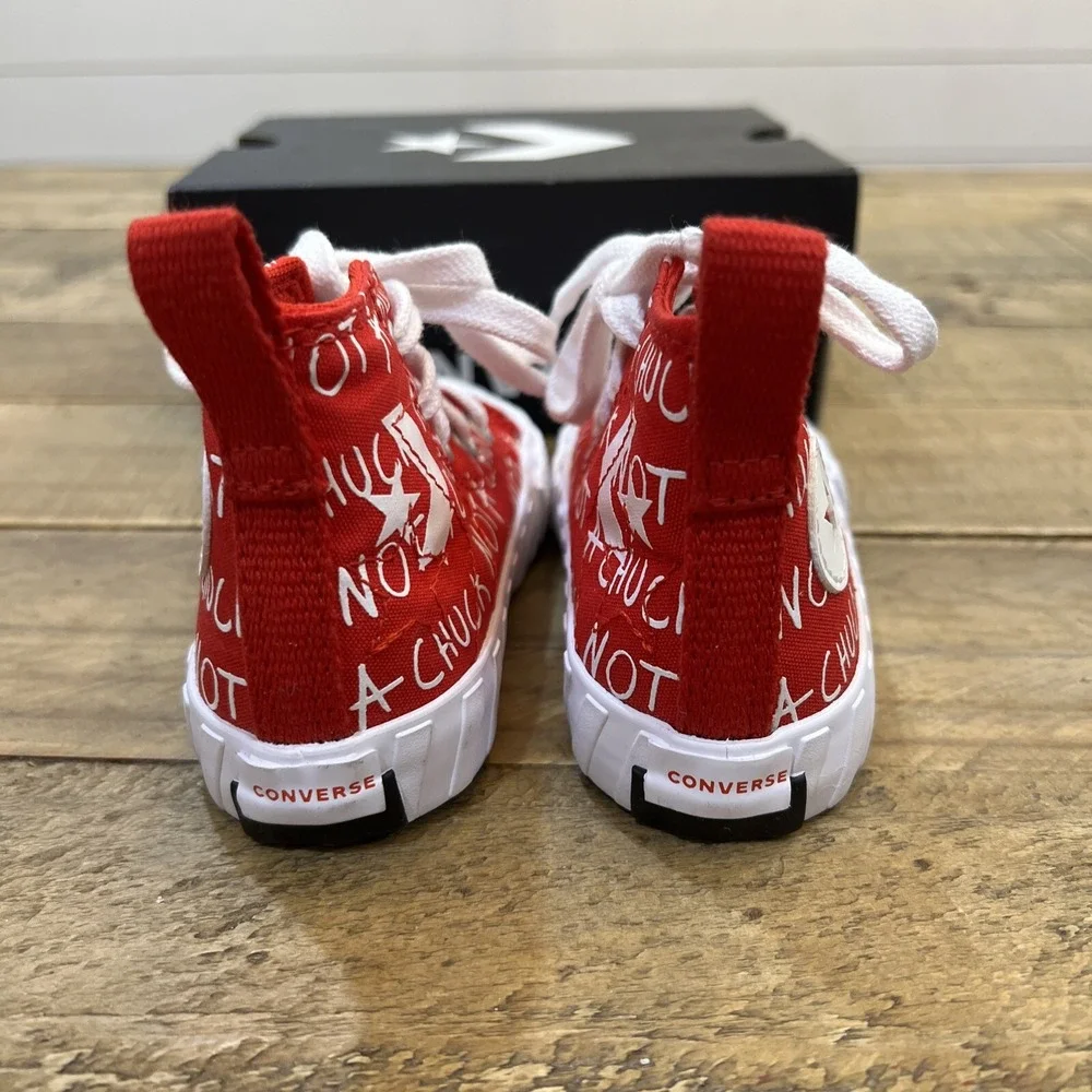 CONVERSE High Top Not A Chuck Red/White Canvas  A05339F Size 5 Infant